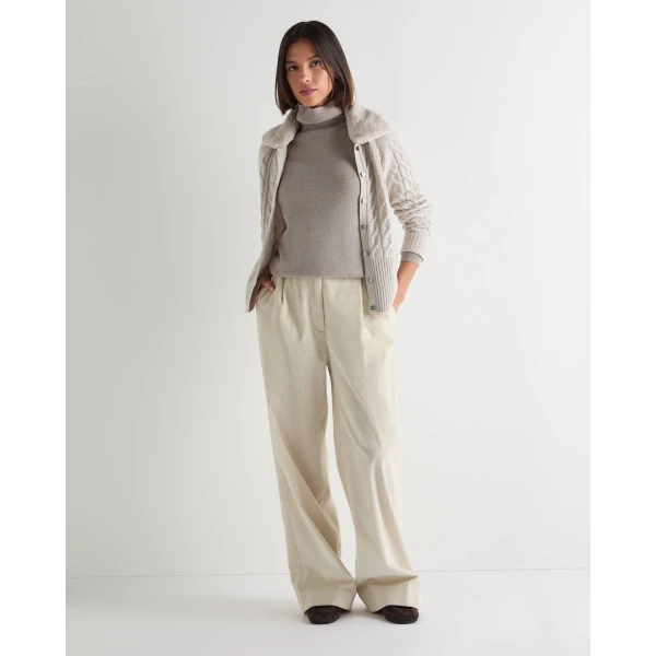 N.Peal Luna Roll Neck Cashmere Jumper in Oat Grey
