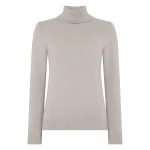 N.Peal Luna Roll Neck Cashmere Jumper in Oat Grey | Turtlenecks | Luxury Shoes 