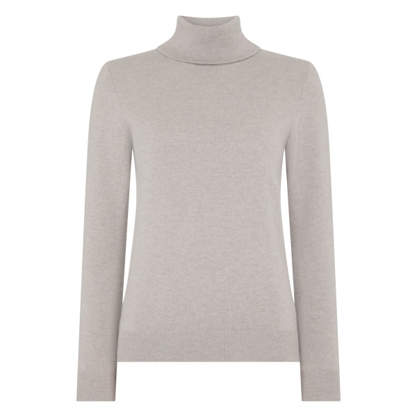 N.Peal Luna Roll Neck Cashmere Jumper in Oat Grey | Turtlenecks | Luxury Shoes 