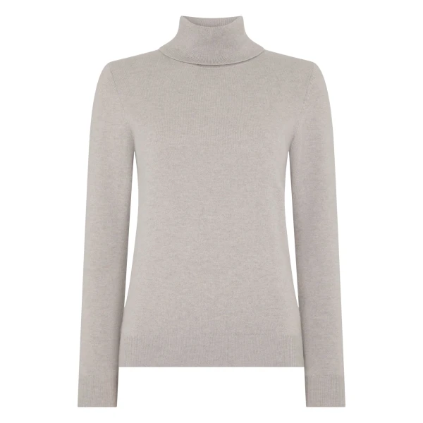 N.Peal Luna Roll Neck Cashmere Jumper in Oat Grey | Turtlenecks | Luxury Shoes 