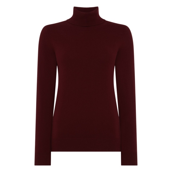 N.Peal Luna Roll Neck Cashmere Jumper in Rustic Red | Turtlenecks | Luxury Shoes 