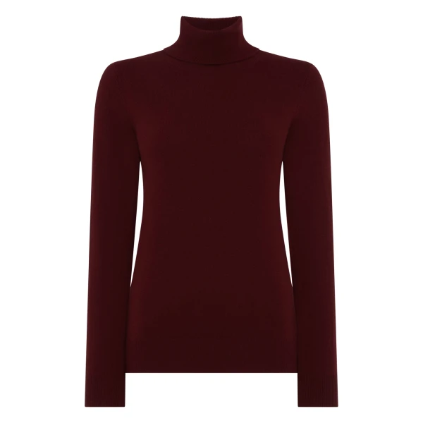 N.Peal Luna Roll Neck Cashmere Jumper in Rustic Red | Turtlenecks | Luxury Shoes 