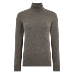 N.Peal Luna Roll Neck Cashmere Jumper in Wood Smoke Brown | Turtlenecks | Luxury Shoes 