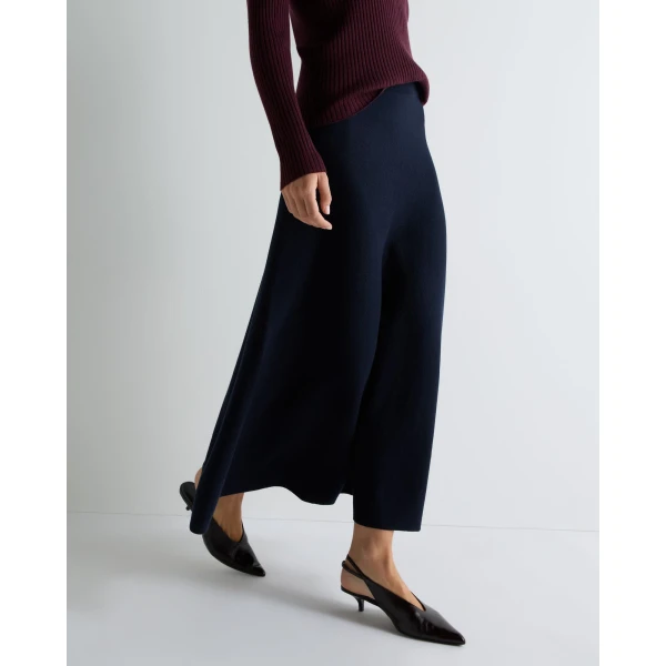 N.Peal Luxe Circle Skirt in Navy Blue