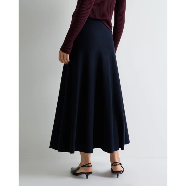 N.Peal Luxe Circle Skirt in Navy Blue