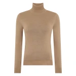 N.Peal Margot Superfine Cashmere Roll Neck Jumper in Caramel Brown | Turtlenecks | Luxury Shoes 