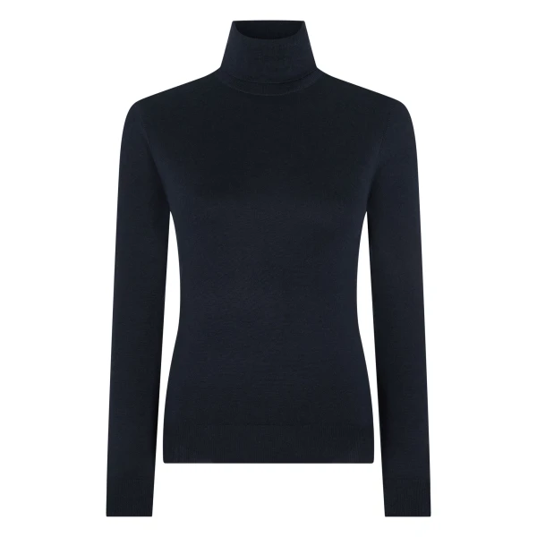 N.Peal Margot Superfine Cashmere Roll Neck Jumper in Navy Blue | Turtlenecks | Luxury Shoes 
