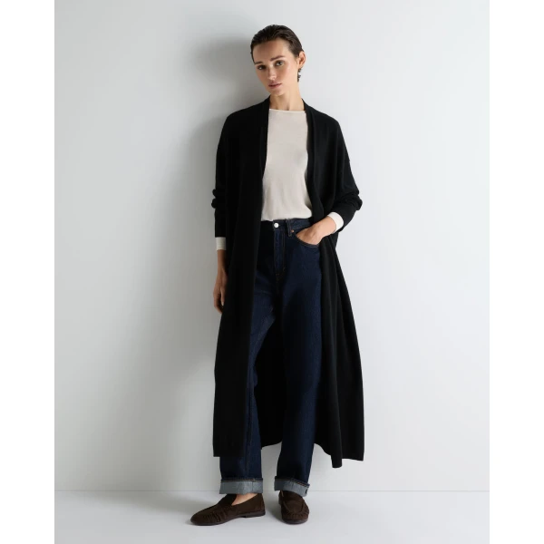 N.Peal Maxi Cashmere Cardigan in Black