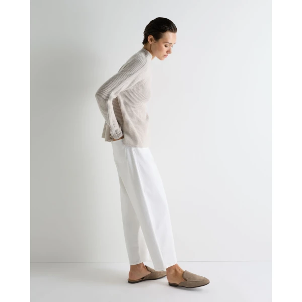 N.Peal Metal Funnel Neck Cashmere Jumper in Arctic Grey Melange