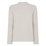 N.Peal Metal Funnel Neck Cashmere Jumper in Arctic Grey Melange | Turtlenecks | Luxury Shoes 