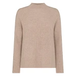 N.Peal Metal Funnel Neck Cashmere Jumper in Oatmeal Brown | Turtlenecks | Luxury Shoes 