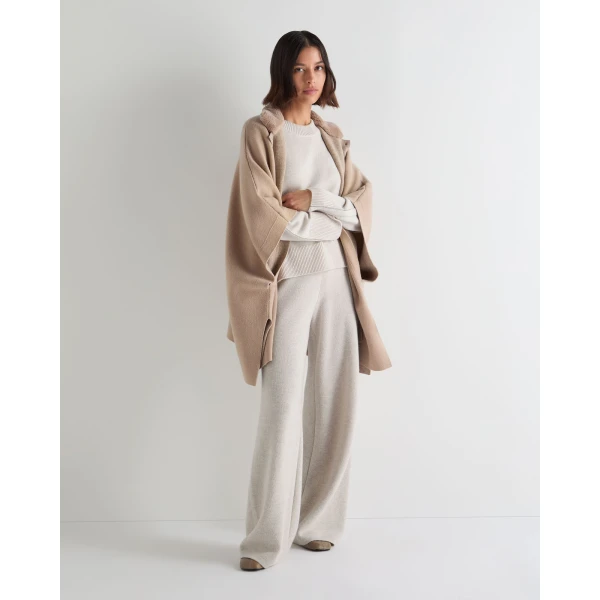 N.Peal Metal Trim Round Neck Cashmere Jumper in Frost White Sparkle