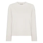 N.Peal Metal Trim Round Neck Cashmere Jumper in Frost White Sparkle | Sweaters | Luxury Shoes 