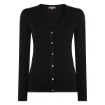 N.Peal Mia Superfine Cashmere V Neck Cardigan in Black | Cardigan | Luxury Shoes 