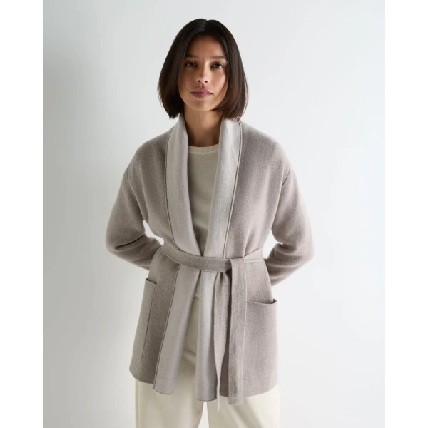 N.Peal Milano Cashmere Cardigan in Oat Grey