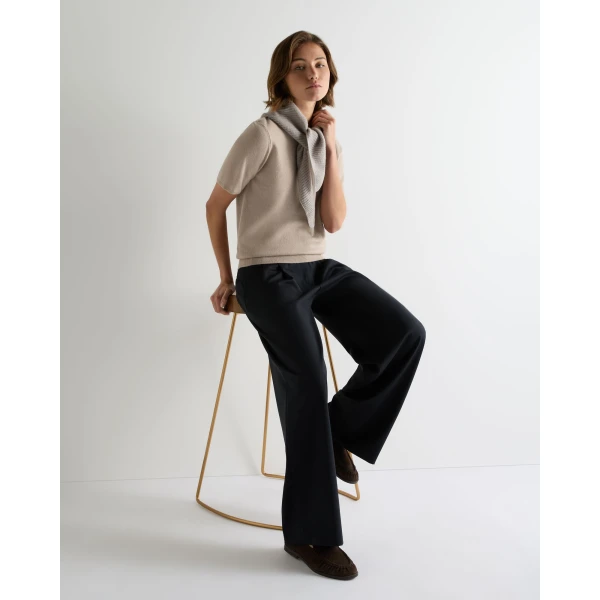 N.Peal Milly Classic Cashmere T-Shirt in Cashew Brown