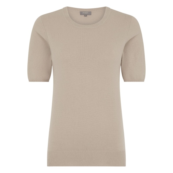 N.Peal Milly Classic Cashmere T-Shirt in Cashew Brown | T-shirts | Luxury Shoes 