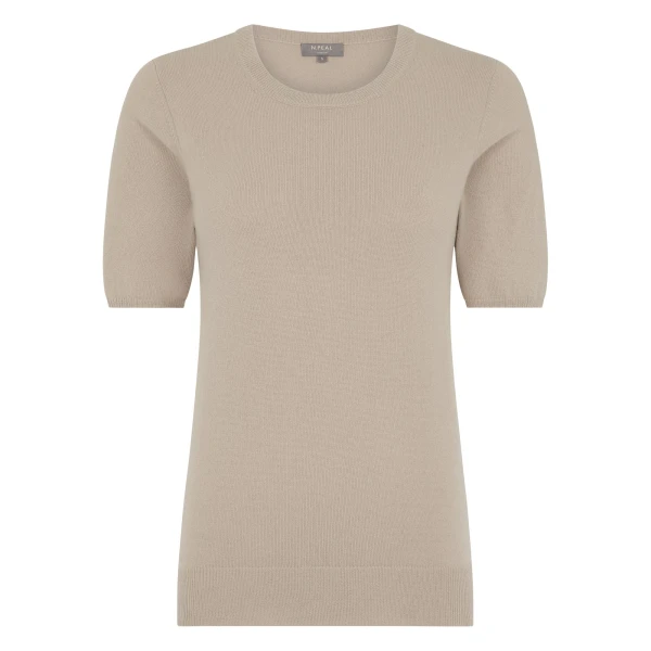 Milly Classic Cashmere T-Shirt in Cashew Brown