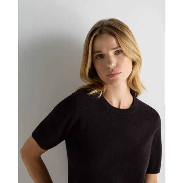 N.Peal Milly Classic Cashmere T-Shirt in Cocoa Brown