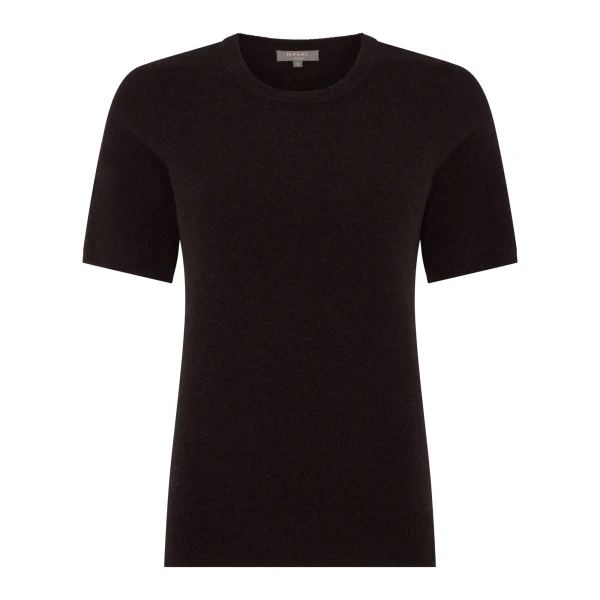 Milly Classic Cashmere T-Shirt in Cocoa Brown
