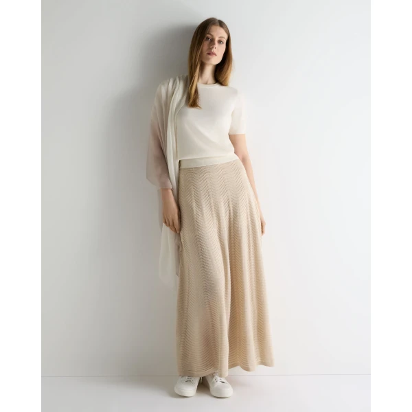 N.Peal Milly Classic Cashmere T-Shirt in New Ivory White