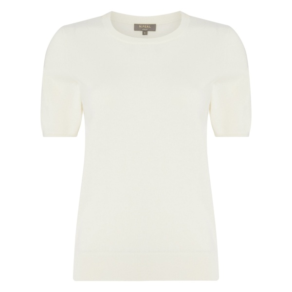 N.Peal Milly Classic Cashmere T-Shirt in New Ivory White | T-shirts | Luxury Shoes 