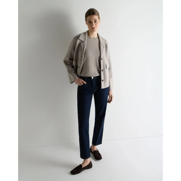 N.Peal Milly Classic Cashmere T-Shirt in Oat Grey