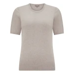 N.Peal Milly Classic Cashmere T-Shirt in Oat Grey | T-shirts | Luxury Shoes 