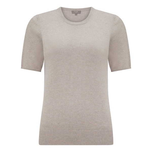 N.Peal Milly Classic Cashmere T-Shirt in Oat Grey | T-shirts | Luxury Shoes 