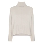 N.Peal Mollie Metal Roll Neck Cashmere Jumper in Pebble Grey | Turtlenecks | Luxury Shoes 