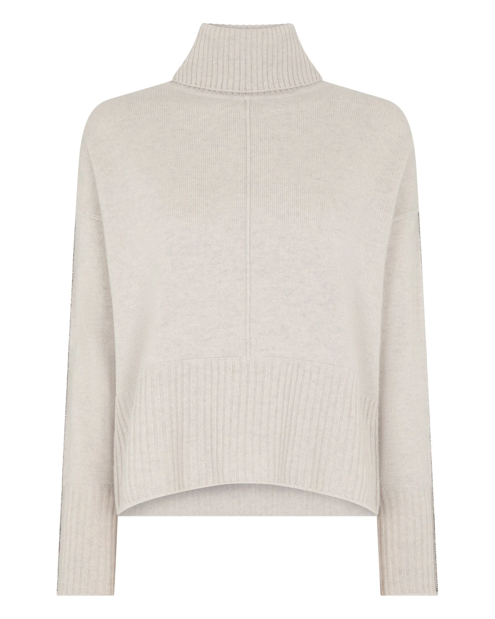 N.Peal Mollie Metal Roll Neck Cashmere Jumper in Pebble Grey N.Peal Mollie Metal Roll Neck Cashmere Jumper in Pebble Grey | Turtlenecks | Luxury Shoes