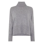 N.Peal Mollie Metal Trim Roll Neck Cashmere Jumper With Lurex in Ash Grey Sparkle | Turtlenecks | Luxury Shoes 
