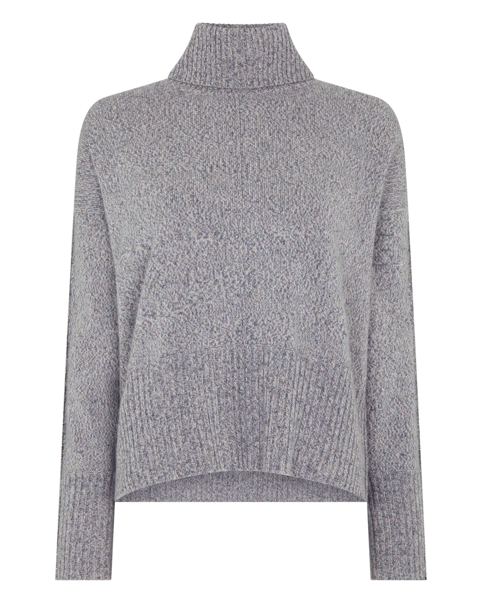 N.Peal Mollie Metal Trim Roll Neck Cashmere Jumper With Lurex in Ash Grey Sparkle N.Peal Mollie Metal Trim Roll Neck Cashmere Jumper With Lurex in Ash Grey Sparkle | Turtlenecks | Luxury Shoes