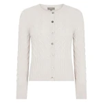 N.Peal Myla Cable Cashmere Cardigan With Lurex in Frost White Sparkle | Cardigan | Luxury Shoes 