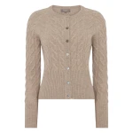 N.Peal Myla Cable Cashmere Cardigan in Oatmeal Brown | Cardigan | Luxury Shoes 