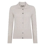 N.Peal Myla Fur Collar Cashmere Cardigan in Pebble Grey | Cardigan | Luxury Shoes 