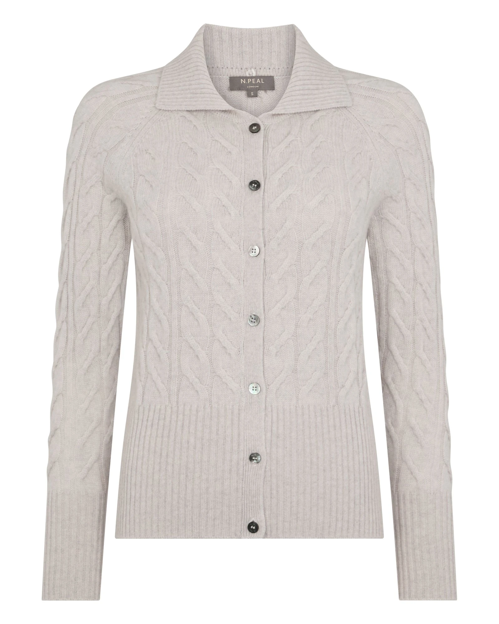 N.Peal Myla Fur Collar Cashmere Cardigan in Pebble Grey N.Peal Myla Fur Collar Cashmere Cardigan in Pebble Grey | Cardigan | Luxury Shoes
