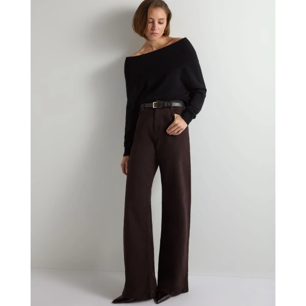 N.Peal Off-The-Shoulder Cashmere Jumper in Black