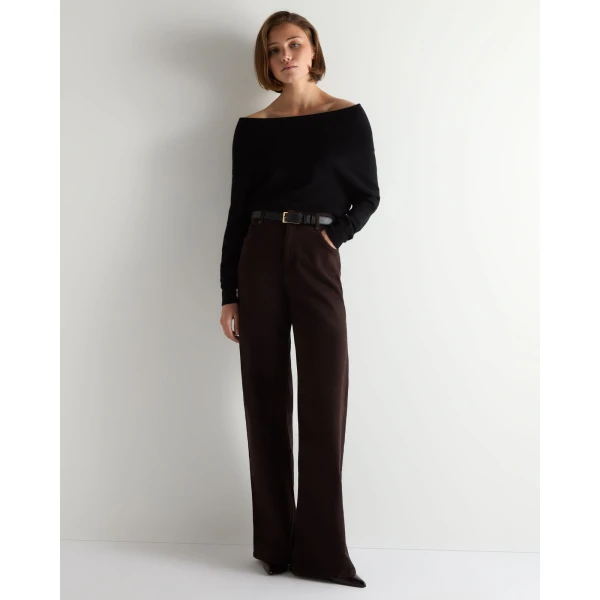 N.Peal Off-The-Shoulder Cashmere Jumper in Black