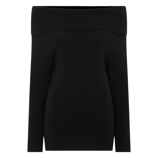 N.Peal Off-The-Shoulder Cashmere Jumper in Black | Sweaters | Luxury Shoes 
