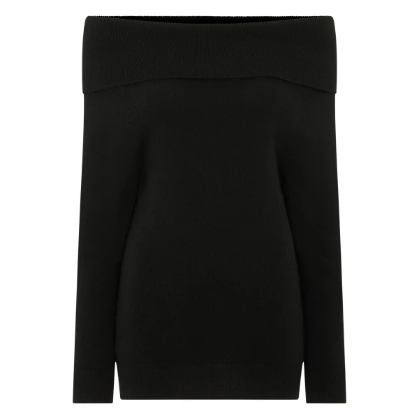 N.Peal Off-The-Shoulder Cashmere Jumper in Black | Sweaters | Luxury Shoes 