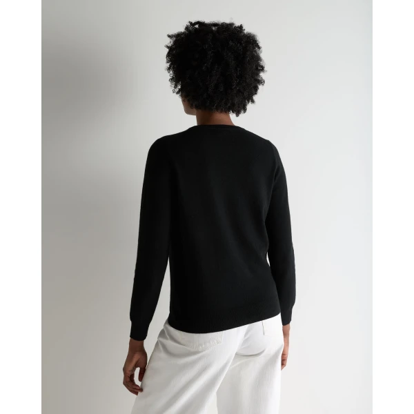 N.Peal Olivia Round Neck Cashmere Cardigan in Black