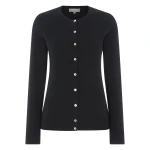 N.Peal Olivia Round Neck Cashmere Cardigan in Black | Cardigan | Luxury Shoes 