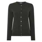 N.Peal Olivia Round Neck Cashmere Cardigan in Grey Moss | Cardigan | Luxury Shoes 