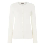 N.Peal Olivia Round Neck Cashmere Cardigan in New Ivory White | Cardigan | Luxury Shoes 