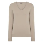 N.Peal Phoebe V Neck Cashmere Jumper in Cashew Brown | Sweaters | Luxury Shoes 