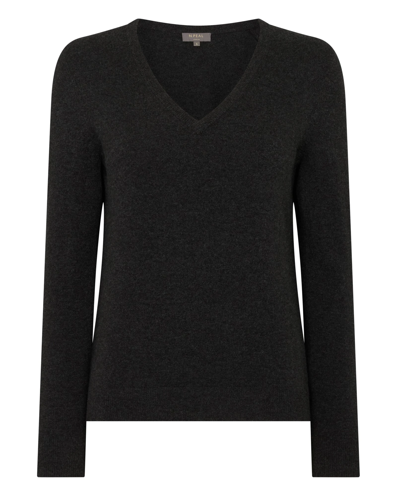 N.Peal Phoebe V Neck Cashmere Jumper in Deep Charcoal Grey N.Peal Phoebe V Neck Cashmere Jumper in Deep Charcoal Grey | Sweaters | Luxury Shoes