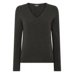 N.Peal Phoebe V Neck Cashmere Jumper in Grey Moss | Sweaters | Luxury Shoes 