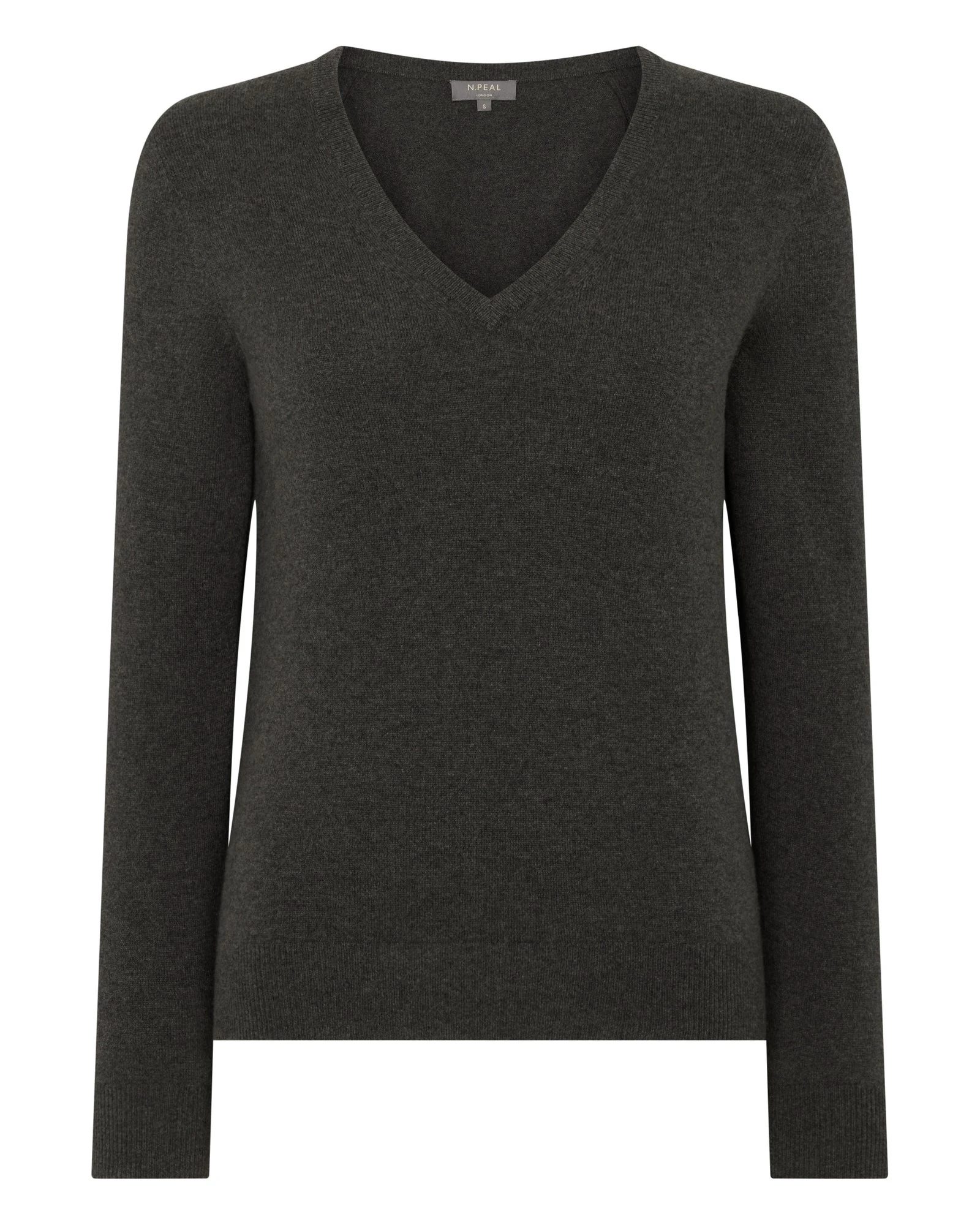 N.Peal Phoebe V Neck Cashmere Jumper in Grey Moss N.Peal Phoebe V Neck Cashmere Jumper in Grey Moss | Sweaters | Luxury Shoes