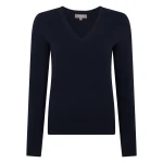 N.Peal Phoebe V Neck Cashmere Jumper in Navy Blue | Sweaters | Luxury Shoes 